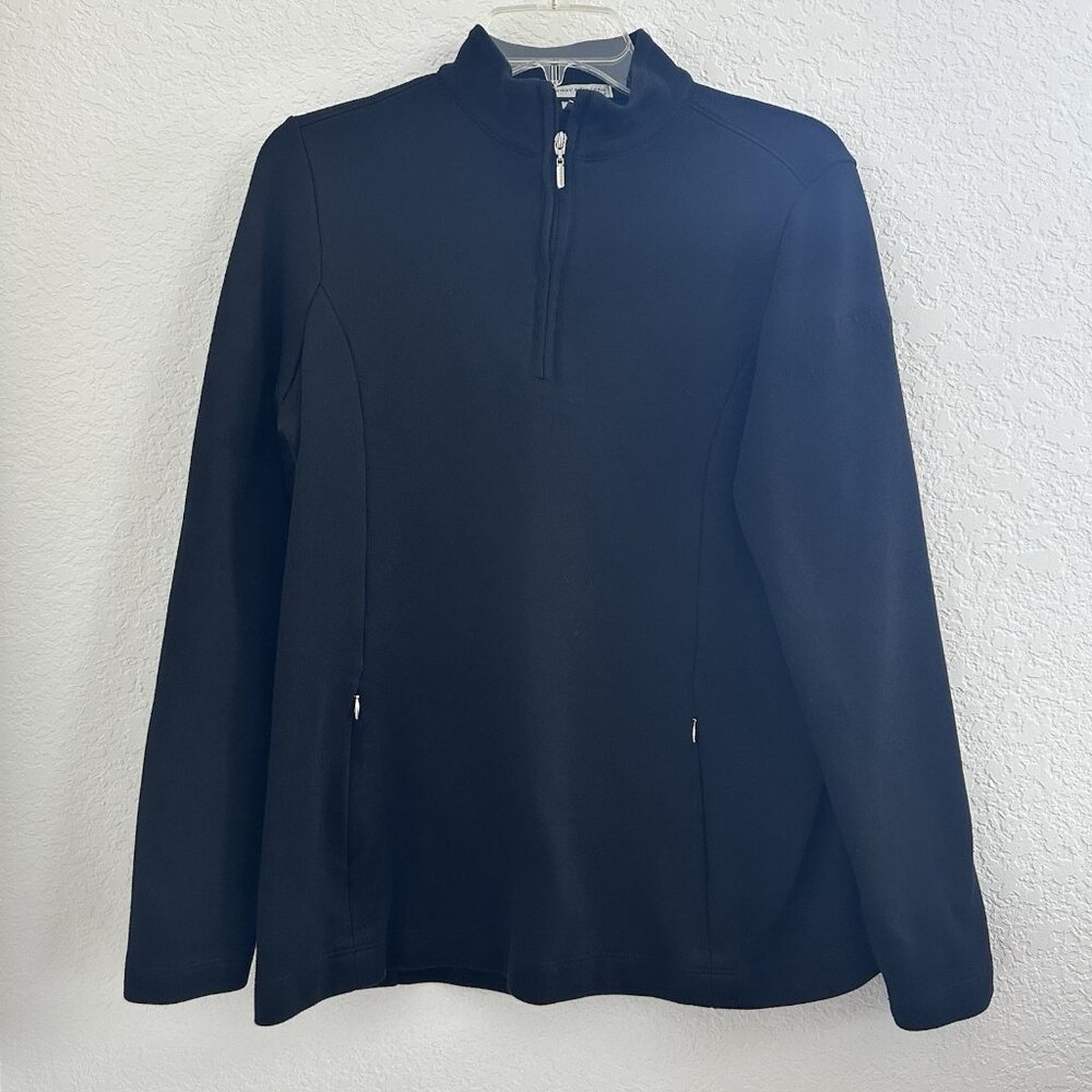 Fairway & Greene WOMENS SIZE L Sweater Black 1/4 Zip Pullover‎ Golf Pima Cotton